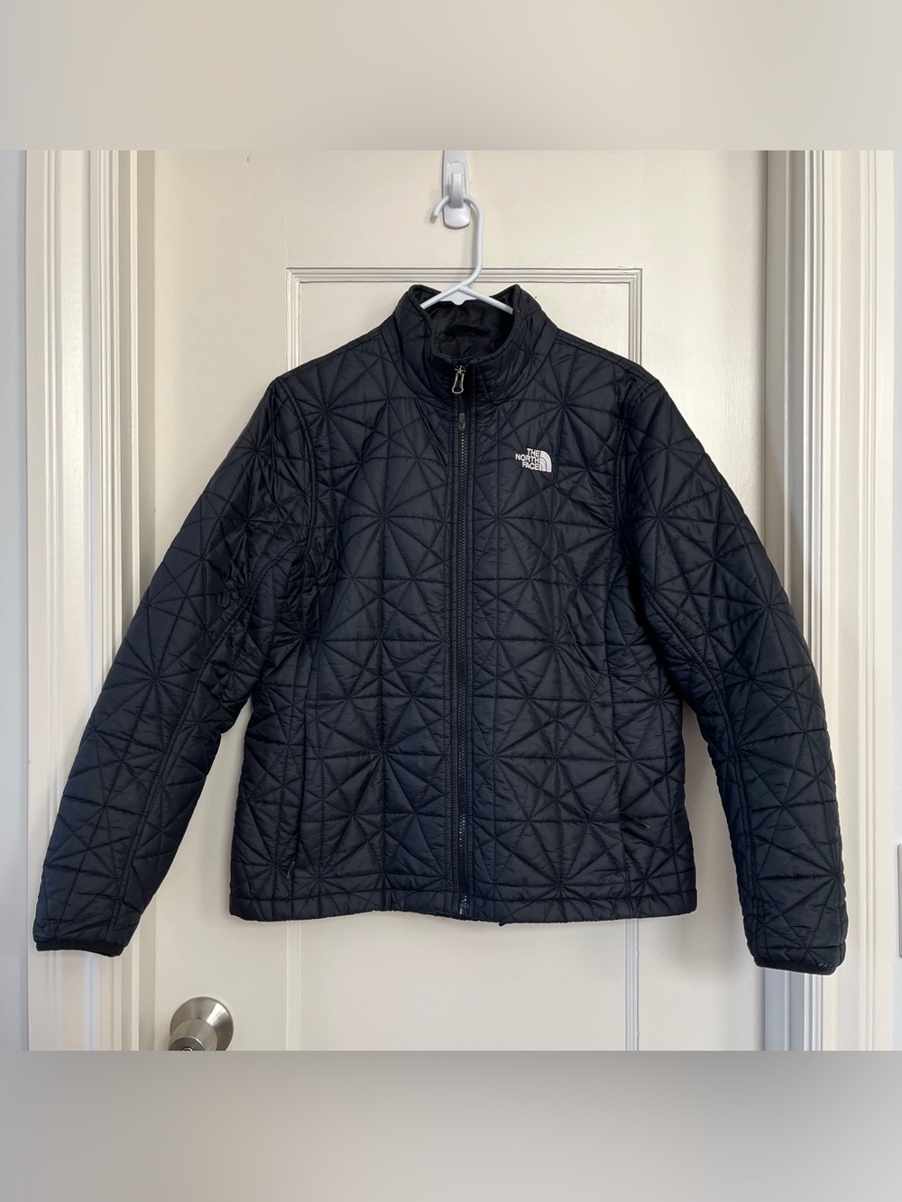North Face Diamond Quilted Insulated Full Zip Jacket Black Large